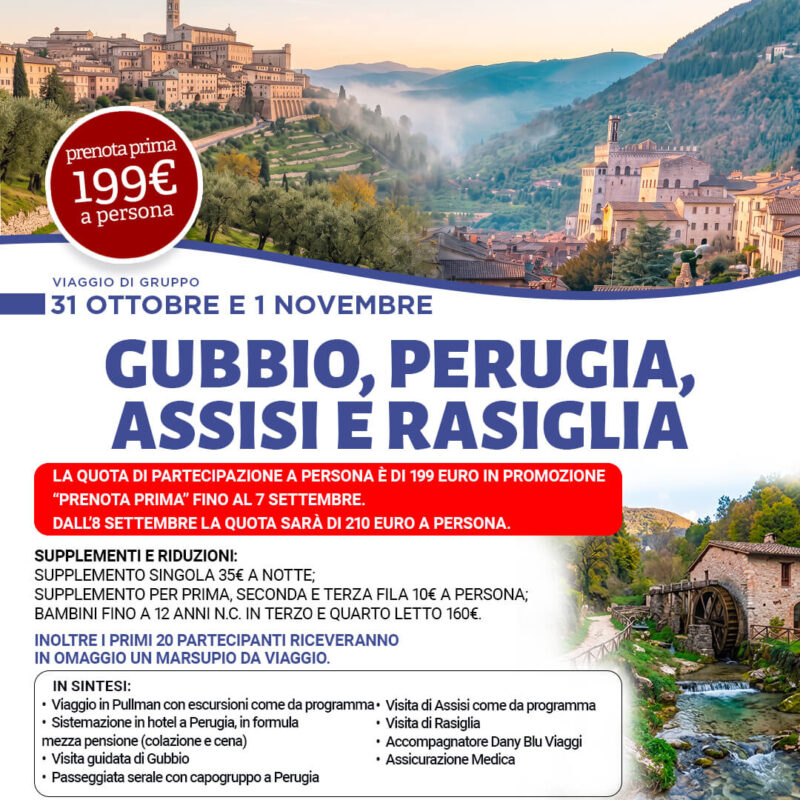 Gubbio, Perugia, Assisi e Rasiglia