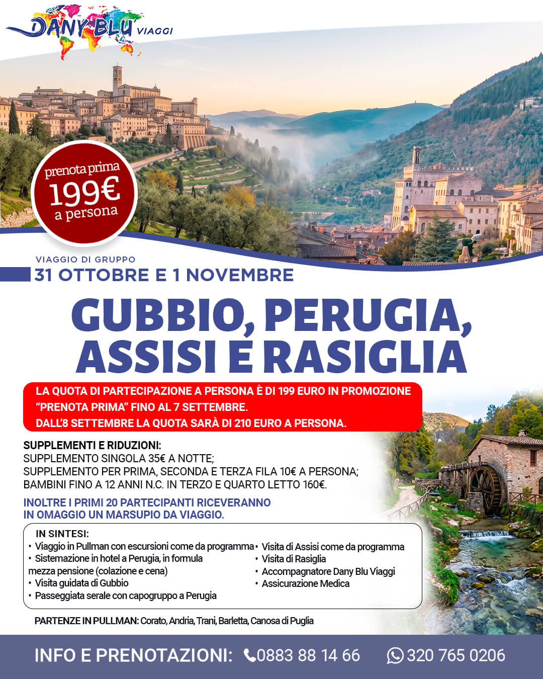 Gubbio, Perugia, Assisi e Rasiglia