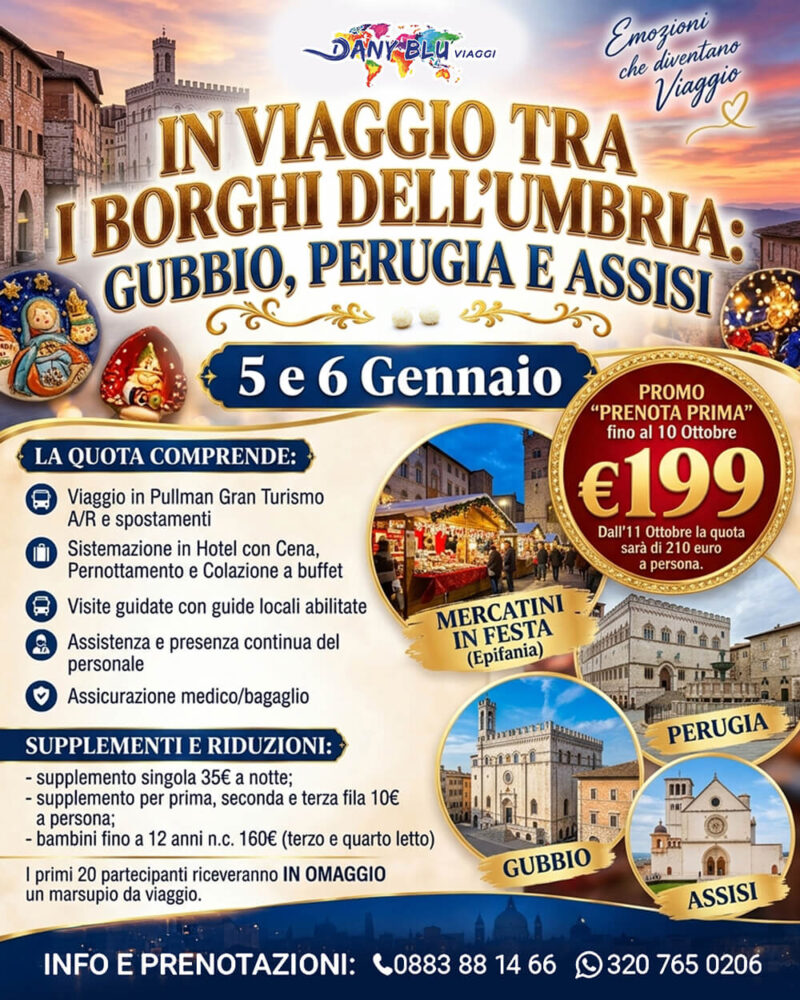 In viaggio tra i Borghi dell'Umbria - Gubbio, Perugia e Assisi